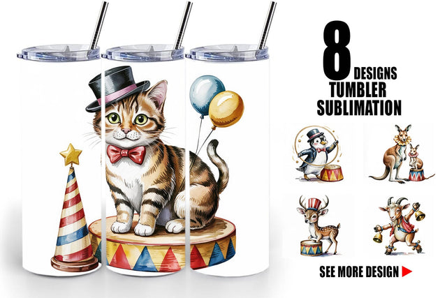 Tumbler Vintage Animal Circus Sublimation artnoy 