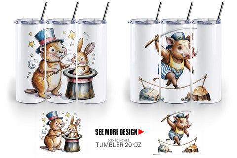 Tumbler Vintage Animal Circus Sublimation artnoy 