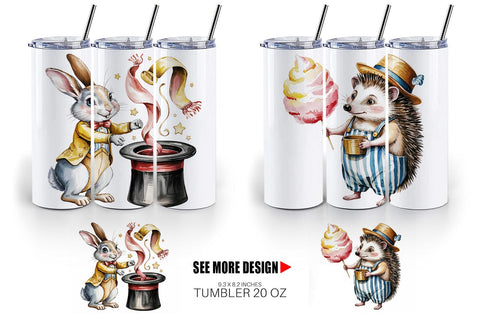 Tumbler Vintage Animal Circus Sublimation artnoy 