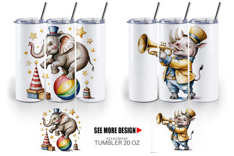 Tumbler Vintage Animal Circus Sublimation artnoy 