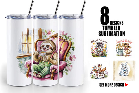 Tumbler Vintage Animal Sublimation artnoy 