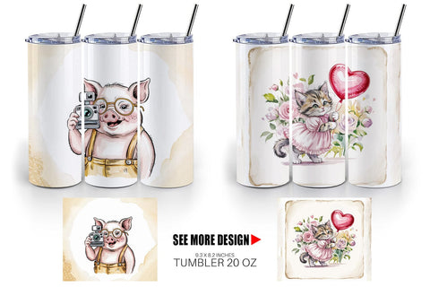 Tumbler Vintage Animal Sublimation artnoy 
