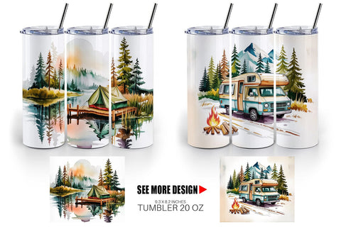 Tumbler Vintage Camping Vibes Sublimation artnoy 