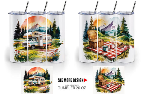 Tumbler Vintage Camping Vibes Sublimation artnoy 