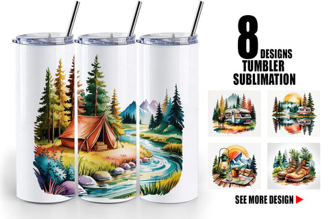 Tumbler Vintage Camping Vibes Sublimation artnoy 