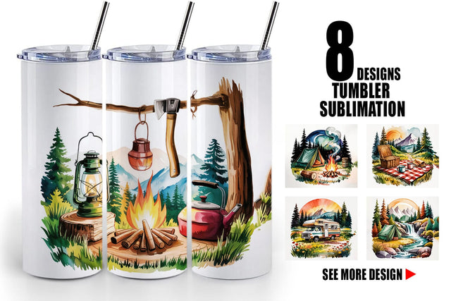 Tumbler Vintage Camping Vibes Sublimation artnoy 