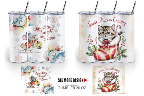 Tumbler Vintage Christmas Animal Sublimation artnoy 