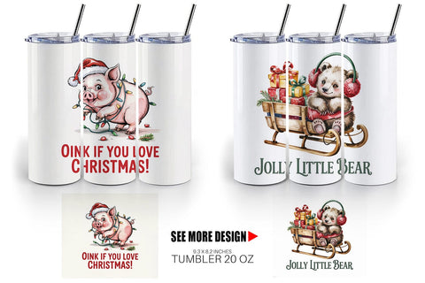 Tumbler Vintage Christmas Animal Sublimation artnoy 