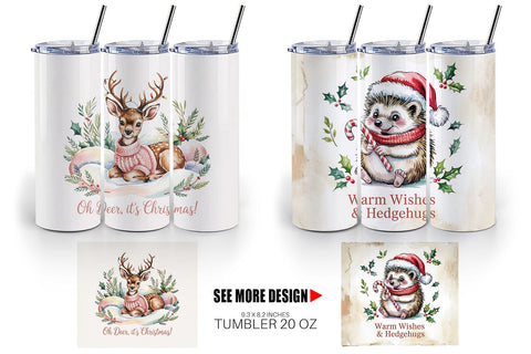 Tumbler Vintage Christmas Animal Sublimation artnoy 