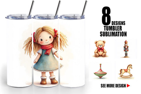 Tumbler Vintage Christmas Toys Sublimation artnoy 