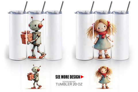 Tumbler Vintage Christmas Toys Sublimation artnoy 