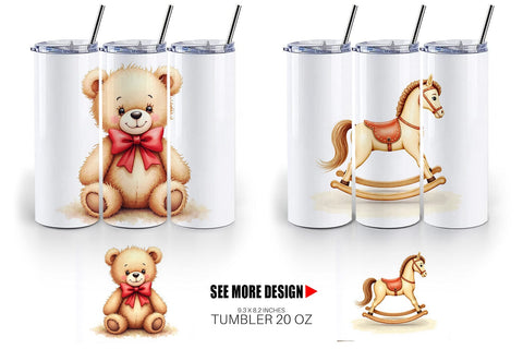 Tumbler Vintage Christmas Toys Sublimation artnoy 