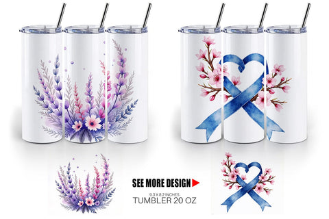 Tumbler Vintage Floral Bow Sublimation artnoy 