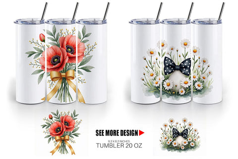 Tumbler Vintage Floral Bow Sublimation artnoy 