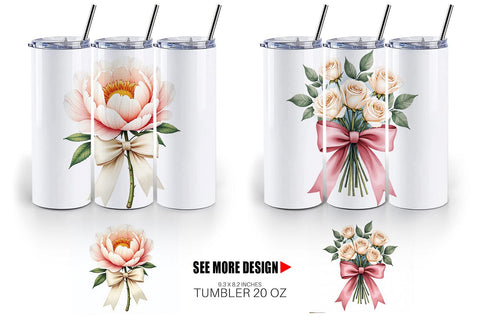 Tumbler Vintage Floral Bow Sublimation artnoy 