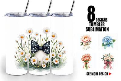 Tumbler Vintage Floral Bow Sublimation artnoy 
