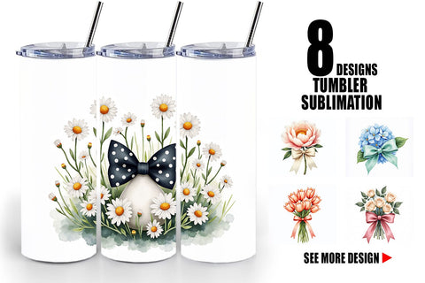 Tumbler Vintage Floral Bow Sublimation artnoy 