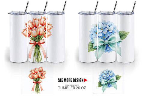 Tumbler Vintage Floral Bow Sublimation artnoy 
