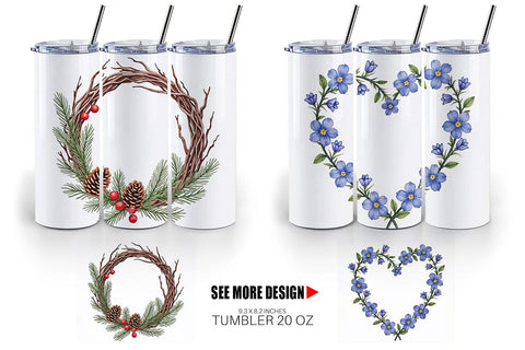 Tumbler Vintage Floral Frames and Wreaths Sublimation artnoy 