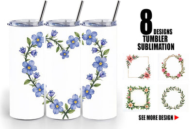 Tumbler Vintage Floral Frames and Wreaths Sublimation artnoy 