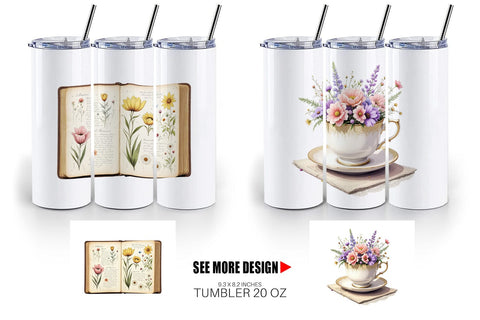 Tumbler Vintage Flowers Sublimation artnoy 