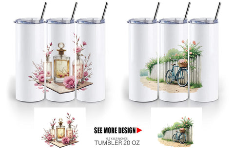Tumbler Vintage Flowers Sublimation artnoy 