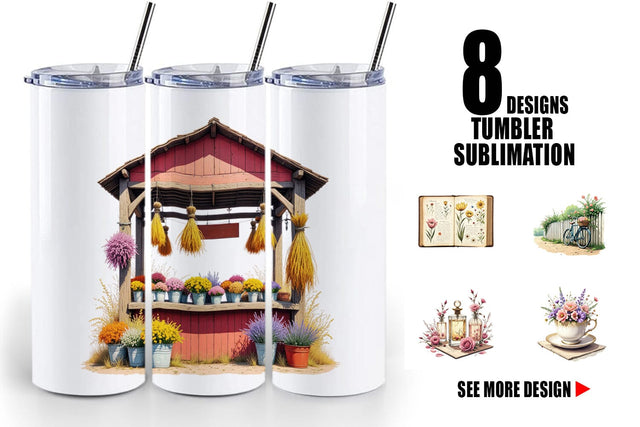 Tumbler Vintage Flowers Sublimation artnoy 