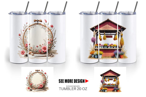 Tumbler Vintage Flowers Sublimation artnoy 
