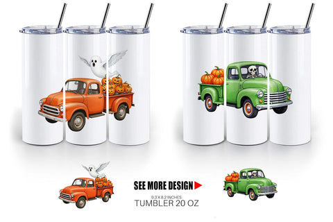 Tumbler Vintage Halloween Truck Sublimation artnoy 