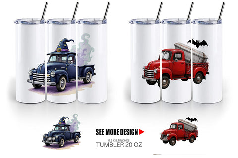 Tumbler Vintage Halloween Truck Sublimation artnoy 