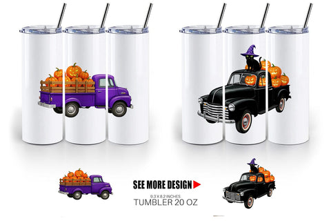 Tumbler Vintage Halloween Truck Sublimation artnoy 