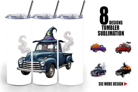 Tumbler Vintage Halloween Truck Sublimation artnoy 