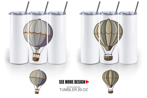 Tumbler Vintage Hot Air Balloon Sublimation artnoy 