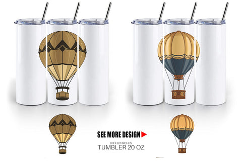 Tumbler Vintage Hot Air Balloon Sublimation artnoy 