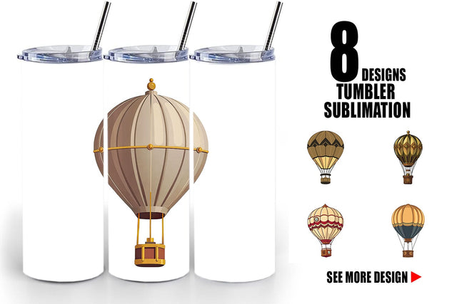Tumbler Vintage Hot Air Balloon Sublimation artnoy 