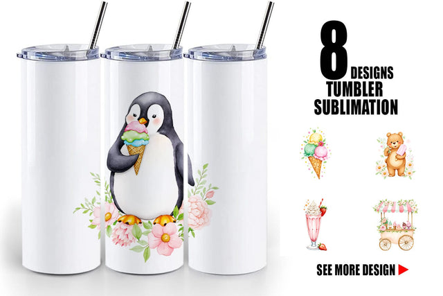Tumbler Vintage Ice Cream Summer Sublimation artnoy 