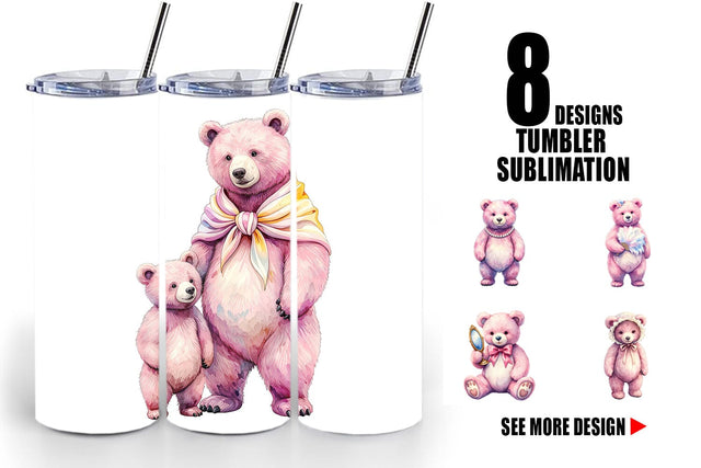 Tumbler Vintage Mama Bear Watercolor Sublimation artnoy 