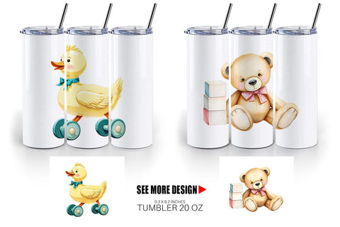 Tumbler Vintage Toy Animals Sublimation artnoy 
