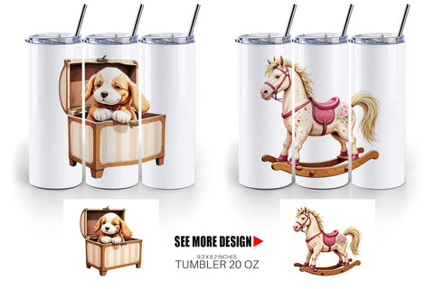 Tumbler Vintage Toy Animals Sublimation artnoy 