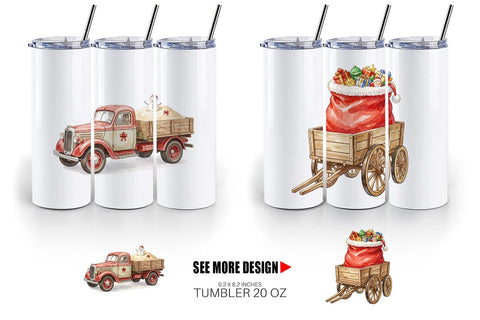 Tumbler Vintage Tropical Christmas Vehicle Sublimation artnoy 