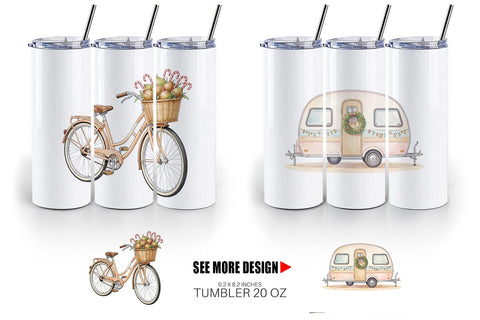 Tumbler Vintage Tropical Christmas Vehicle Sublimation artnoy 