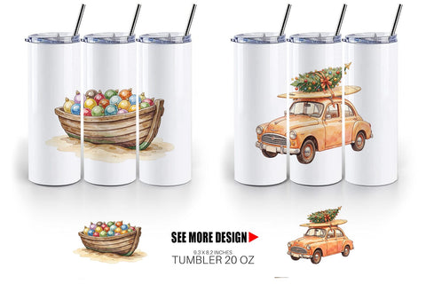 Tumbler Vintage Tropical Christmas Vehicle Sublimation artnoy 