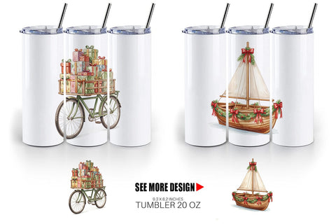 Tumbler Vintage Tropical Christmas Vehicle Sublimation artnoy 