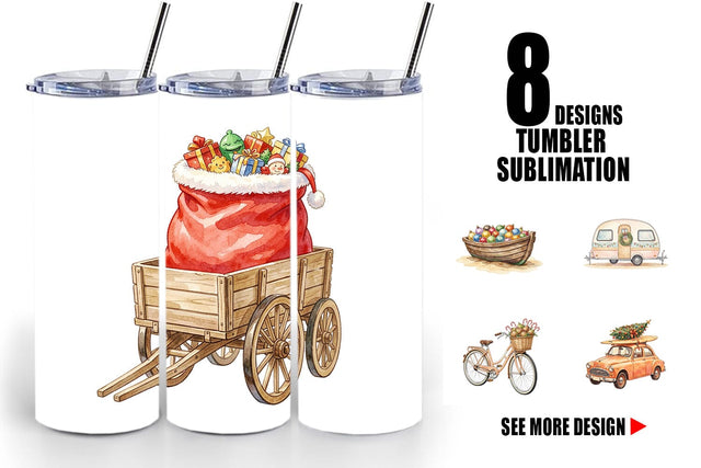 Tumbler Vintage Tropical Christmas Vehicle Sublimation artnoy 