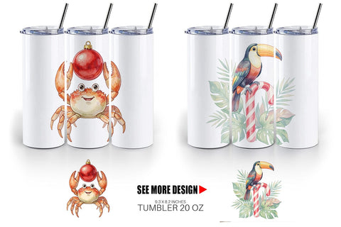 Tumbler Vintage Tropical Holiday Animal Sublimation artnoy 