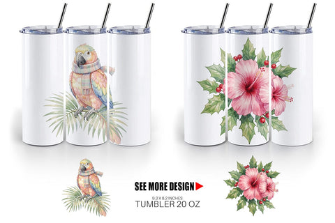 Tumbler Vintage Tropical Holiday Animal Sublimation artnoy 