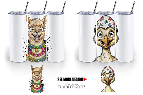 Tumbler Wacky Easter Animal Portrait Sublimation artnoy 