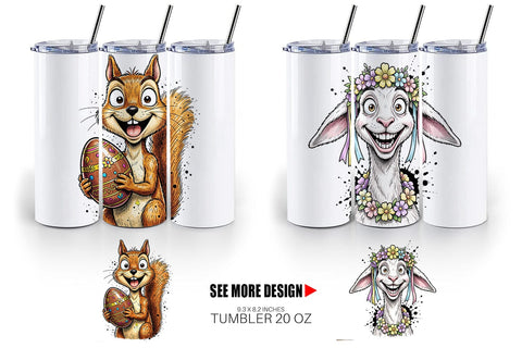 Tumbler Wacky Easter Animal Portrait Sublimation artnoy 