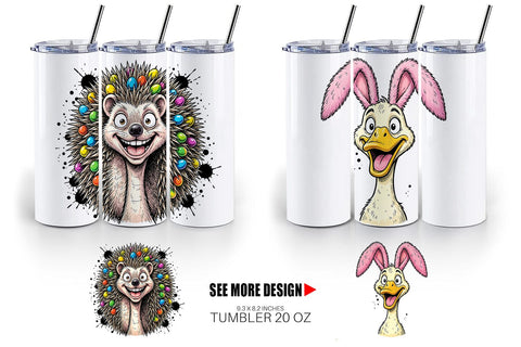 Tumbler Wacky Easter Animal Portrait Sublimation artnoy 