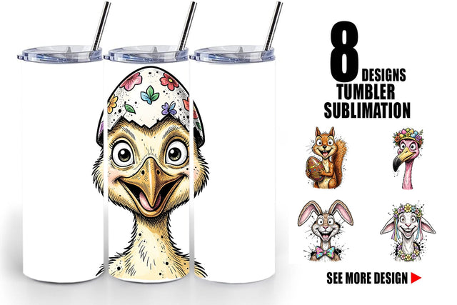 Tumbler Wacky Easter Animal Portrait Sublimation artnoy 